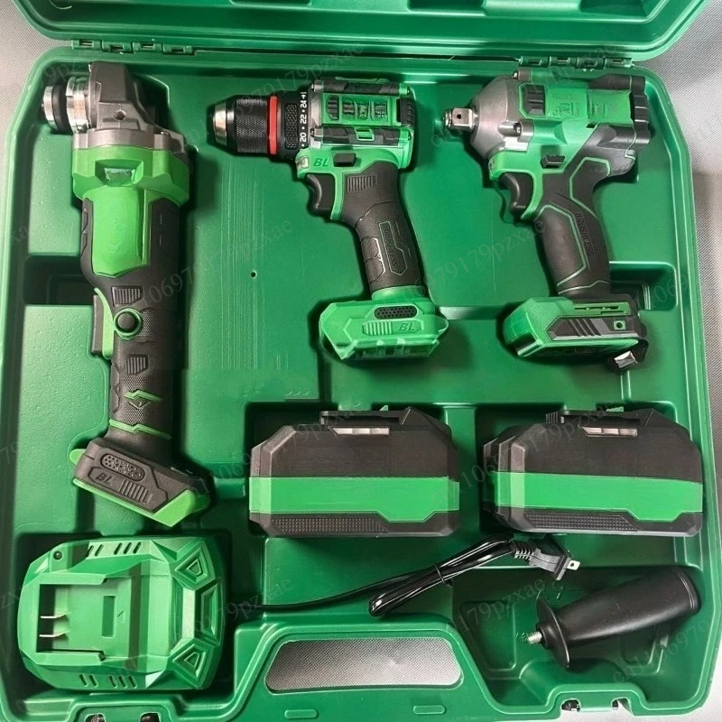 Power Tools Combo Kits - Bürstenloser Elektroschrauber, Lithium-Winkelschleifer, Schlagbohrmaschine, 3-in-1-Elektrowerkzeug-Kombi-Set