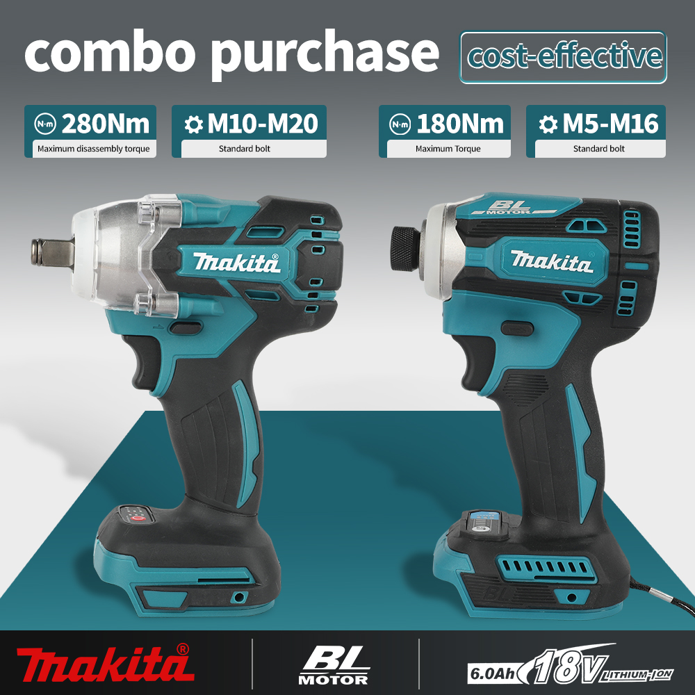 Power Tools Combo Kits - Makita DTW285+DTD171 Bürstenloser Kombi-Set Akku-Schlagschrauber Schlagschrauber