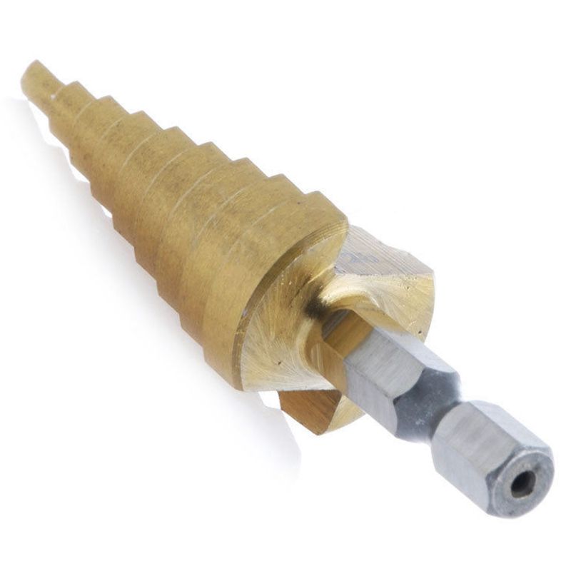Power Tools Mall - MALL 3-teiliges Hochgeschwindigkeits-Stufenbohrer-Set, Titanbeschichteter Metall-Lochschneider mit